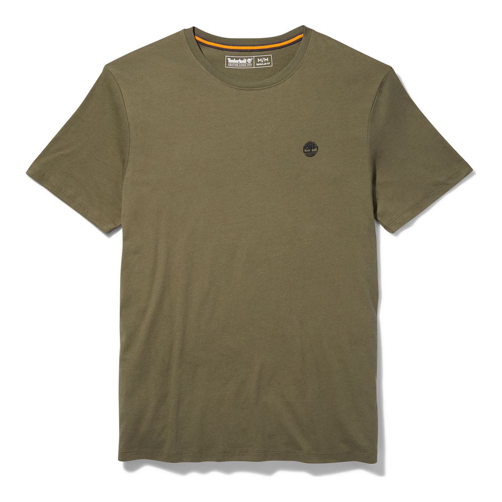 Camisetas Masculino - Timberland Short-Sleeve Logo - QJTRN2091 - Verde Oliva